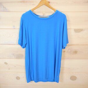 Little Sleepies Men's size L Pajama Top Bamboo Short Sleeve Blue Sleep Shirt